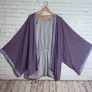 Sim & Sam Women's Purple open Kimono Top hippie bohemian festival XLARGE NWOT